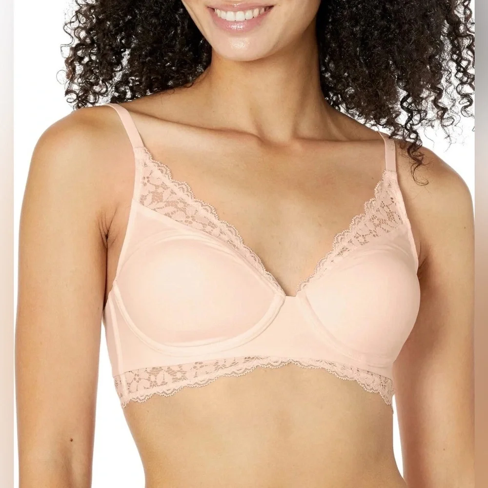 Maidenform Pure Comfort Lace Bralette, Our Best Longline Bralette Pink Size 36D
